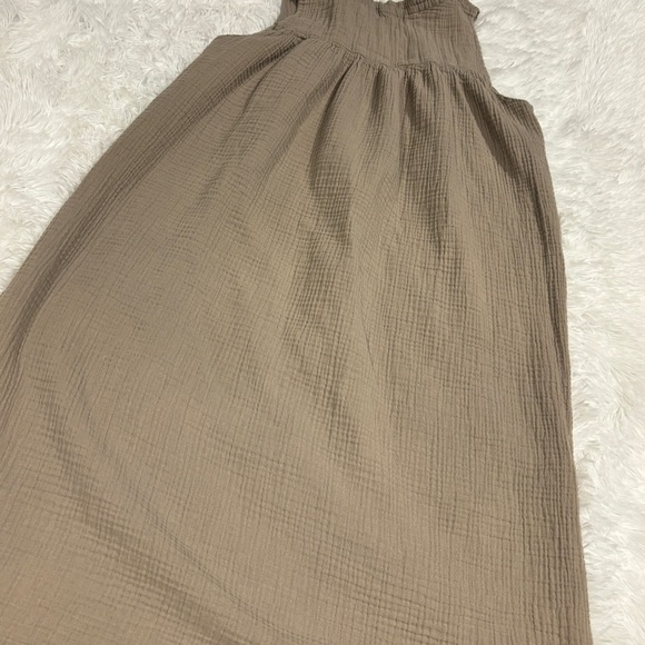Go Gently Organic WOMEN'S MUSLIN GAUZE FROCK tan dress size Large - Picture 8 of 13